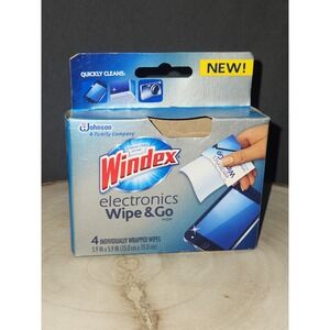 NEW Windex Electronics "Wipe & Go" Individual Wipes HTF Travel Box Of 4 Wipes